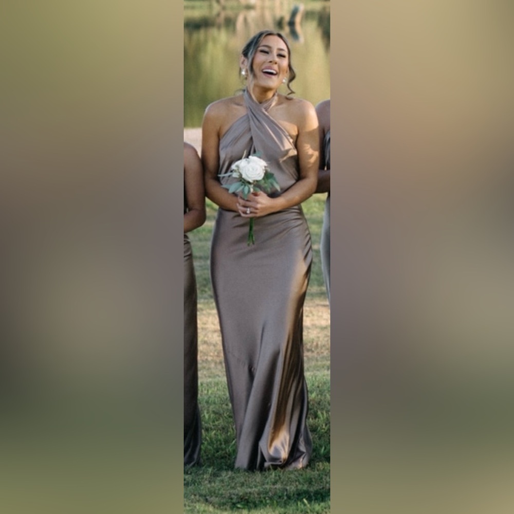 Show Me Your MuMu Metallic Taupe Dress